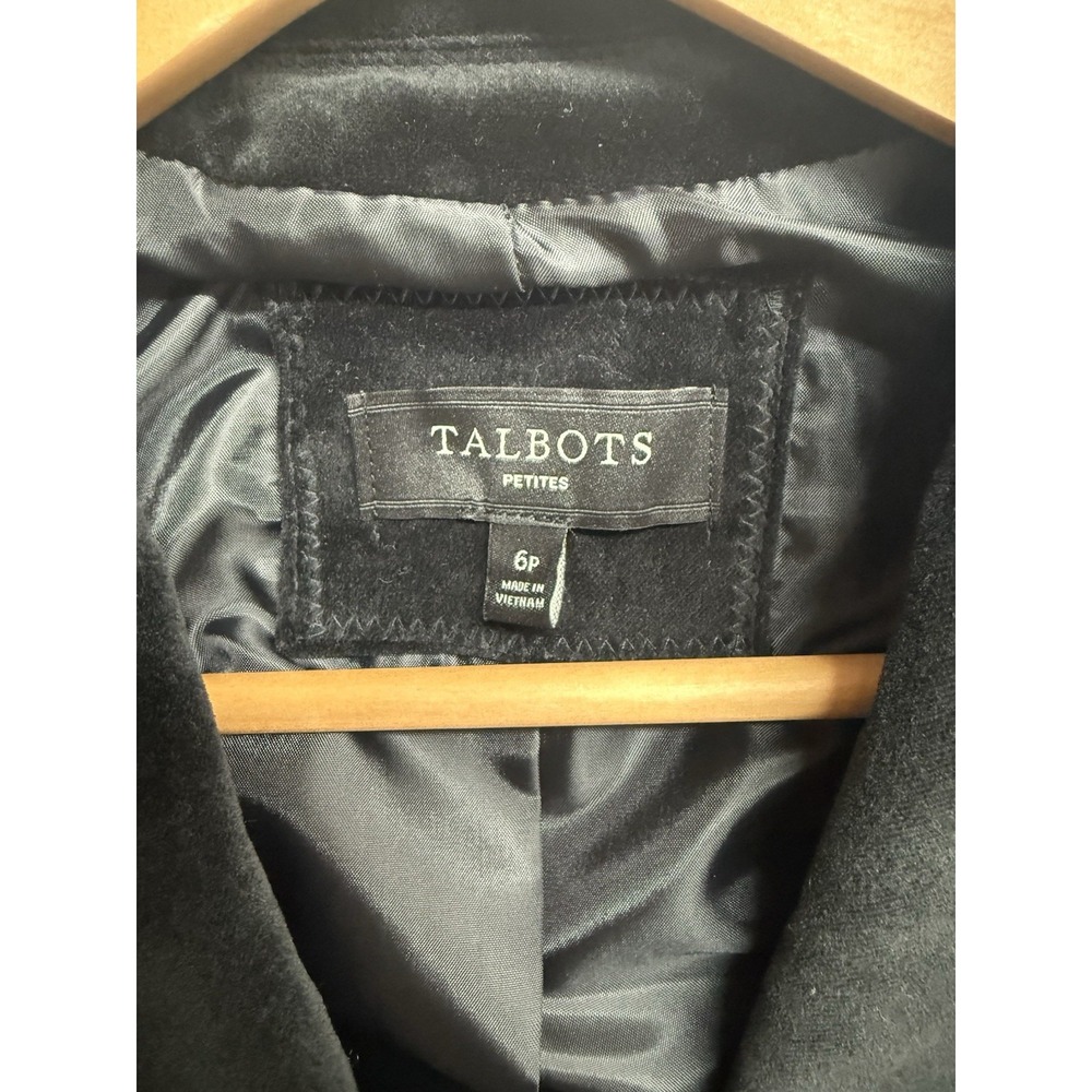 Talbots Petites 6P Black Velvet Blazer Jacket Women's Petite Classic One Button - Picture 3 of 11